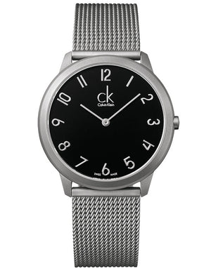 Calvin Klein Minimal Black Dial Silver Mesh Bracelet Watch for Men - K3M51151 Authentic Buy Shop Now