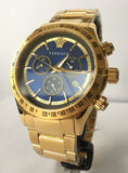 Versace Classic Chronograph Quartz Blue Dial Gold Steel Strap Watch For Men - VEV700619 Authentic Buy Shop Now