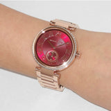 Michael Kors Skylar Maroon Dial Rose Gold Steel Strap Watch for Women - MK6086 Authentic Buy Shop Now