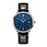 IWC Portofino '150 Years Edition' Automatic Blue Dial Black Leather Strap Watch for Men - IW356518 Authentic Buy Shop Now