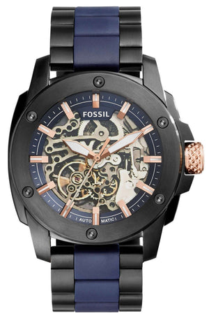 Fossil Modern Machine Automatic Skeleton Blue Dial Two Tone Steel Strap Watch for Men - ME3133 Authentic Buy Shop Now