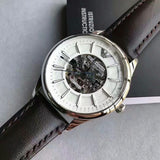 Emporio Armani Meccanico White Dial Brown Leather Strap Watch For Men - AR1946 Authentic Buy Shop Now