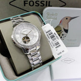 Fossil Architect Automatic Silver Dial Silver Steel Strap Watch for Women - ME3057 Authentic Buy Shop Now
