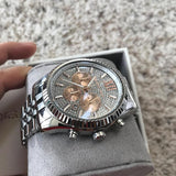 Michael Kors Lexington Chronograph Silver Dial Silver Steel Strap Watch for Men - MK8515 Authentic Buy Shop Now