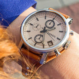 Fossil Original Boyfriend Sport Chronograph Beige Dial Brown Leather Strap Watch for Women - ES4046 Authentic Buy Shop Now