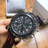 Guess Octane Chronograph Black Dial Two Tone Silicone Strap Watch For Men - W1047G1 Authentic Buy Shop Now