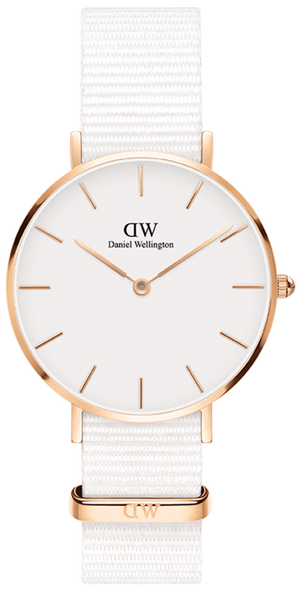 Daniel Wellington Petite Dover Quartz White Dial White NATO Strap Watch For Women - DW001000313 Authentic Buy Shop Now