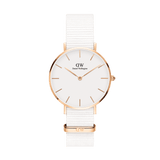 Daniel Wellington Petite Dover Quartz White Dial White NATO Strap Watch For Women - DW001000313 Authentic Buy Shop Now