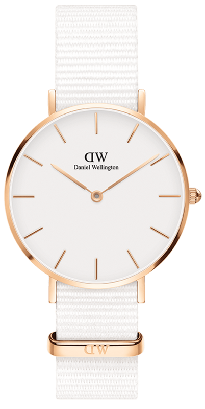 Daniel Wellington Petite Dover Quartz White Dial White NATO Strap Watch For Women - DW001000313 Authentic Buy Shop Now