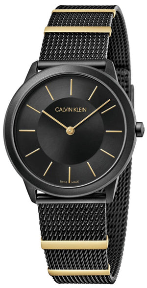 Calvin Klein Minimal Black Dial Black Steel Strap Watch For Men - K3M524Z1 Authentic Buy Shop Now