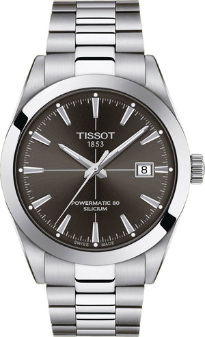Tissot Gentleman Powermatic 80 Silicium Black Dial Silver Steel Strap Watch For Men - T127.407.11.061.01 Authentic Buy Shop Now