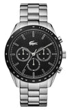 Lacoste Boston Chronograph Black Dial Silver Steel Strap Watch for Men - 2011079 Authentic Buy Shop Now