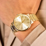 Armani Exchange Cayde Analog Gold Dial Gold Steel Strap Watch For Men - AX2707 Authentic Buy Shop Now