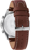 Tommy Hilfiger Parker Chronograph Blue Dial Brown Leather Strap Watch For Men - 1791837 Authentic Buy Shop Now