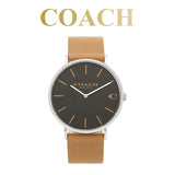 Coach Charles Black Dial Brown Leather Strap Watch for Men - 14602155 Authentic Buy Shop Now