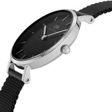 Daniel Wellington Petite Ashfield Black Dial Black Mesh Strap Watch For Women - DW00100246 Authentic Buy Shop Now