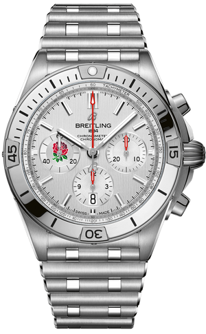 Breitling Chronomat B01 42 Six Nations England White Dial Silver Steel Strap Watch for Men - AB0134A71A1A1 Authentic Buy Shop Now