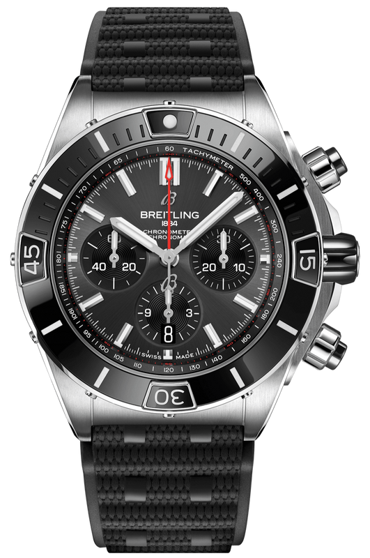 Breitling Super Chronomat B01 44 Black Dial Black Rubber Strap Watch for Men - AB0136251B2S1 Authentic Buy Shop Now