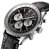 Breitling Navitimer B01 Chronograph 46 Black Dial Black Leather Strap Watch for Men - AB0137211B1P1 Authentic Buy Shop Now