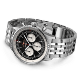 Breitling Navitimer B01 Chronograph 43 Black Dial Silver Steel Strap Watch for Men - AB0138211B1A1 Authentic Buy Shop Now
