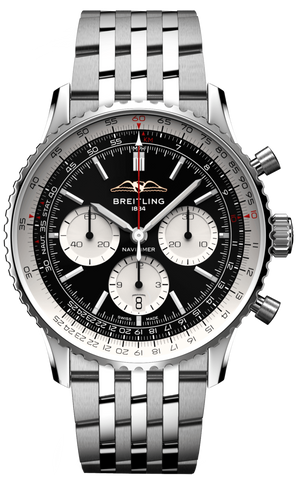 Breitling Navitimer B01 Chronograph 43 Black Dial Silver Steel Strap Watch for Men - AB0138211B1A1 Authentic Buy Shop Now