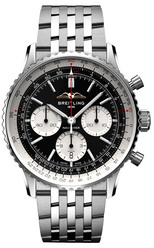 Breitling Navitimer B01 Chronograph 43 Black Dial Silver Steel Strap Watch for Men - AB0138211B1A1 Authentic Buy Shop Now