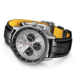 Breitling Navitimer B01 Chronograph 43 Silver Dial Black Leather Strap Watch for Men - AB0138241G1P1 Authentic Buy Shop Now