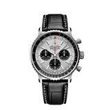 Breitling Navitimer B01 Chronograph 43 Silver Dial Black Leather Strap Watch for Men - AB0138241G1P1 Authentic Buy Shop Now