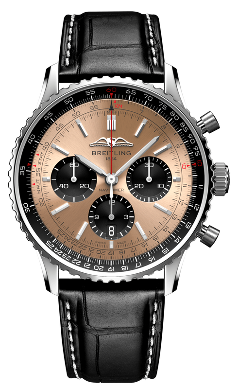 Breitling Navitimer B01 Chronograph 43 Brown Dial Black Leather Strap Watch for Men - AB0138241K1P1 Authentic Buy Shop Now