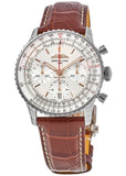 Breitling Navitimer B01 Chronograph 41 White Dial Brown Leather Strap Watch for Men - AB0139211G1P1 Authentic Buy Shop Now