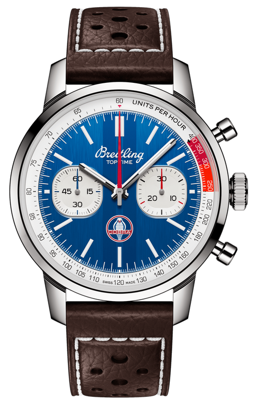 Breitling Top Time B01 Shelby Cobra Blue Dial Brown Leather Strap Watch for Men - AB01763A1C1X1 Authentic Buy Shop Now