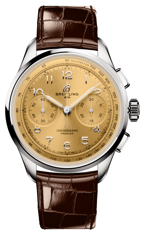Breitling Premier B09 Chronograph 40 Beige Dial Brown Leather Strap Watch for Men - AB0930F51H1P1 Authentic Buy Shop Now