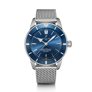 Breitling Superocean Heritage B20 Automatic 44 Blue Dial Silver Mesh Bracelet Watch for Men - AB2030161C1A1 Authentic Buy Shop Now