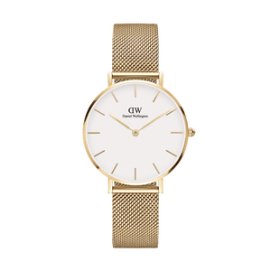 Daniel Wellington Classic Petite Evergold White Dial Gold Mesh Bracelet Watch For Women - DW00100346 Authentic Buy Shop Now
