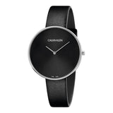 Calvin Klein Full Moon Black Dial Black Leather Strap Watch for Women - K8Y231C1 Authentic Buy Shop Now