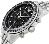 Emporio Armani Tazio Chronograph Black Dial Silver Steel Strap Watch For Men - AR5988 Authentic Buy Shop Now
