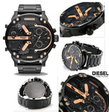 Diesel Big Daddy Chronograph Black Dial Black Steel Strap Watch For Men - DZ7312 Authentic Buy Shop Now
