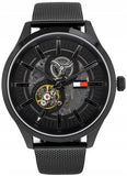 Tommy Hilfiger Spencer Skeleton Black Dial Black Mesh Bracelet Watch for Men - 1791644 Authentic Buy Shop Now