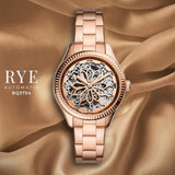 Fossil Rye Automatic Skeleton Rose Gold Dial Rose Gold Steel Strap Watch for Women - BQ3754 Authentic Buy Shop Now