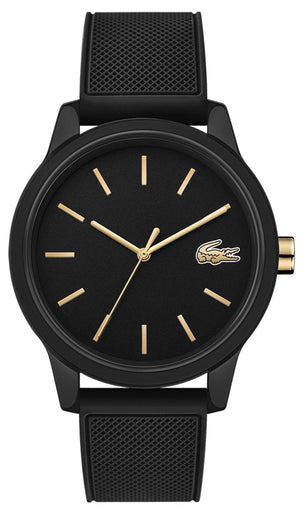 Lacoste 12.12 Black Dial Black Silicon Strap Watch for Men - 2011010 Authentic Buy Shop Now