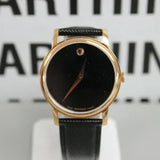 Movado Museum Black Dial Black Leather Strap Watch For Men - 2100005 Authentic Buy Shop Now