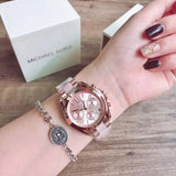 Michael Kors Bradshaw Rose Gold Dial Two Tone Steel Strap Watch for Women - MK6066 Authentic Buy Shop Now