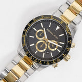 Michael Kors Layton Chronograph Black Dial Two Tone Steel Strap Watch For Men - MK8784 Authentic Buy Shop Now
