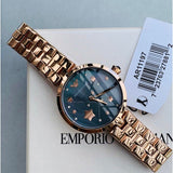 Emporio Armani Arianna Black Dial Rose Gold Stainless Steel Watch For Women - AR11197 Authentic Buy Shop Now