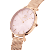 Daniel Wellington Petite Melrose Pink Dial Rose Gold Mesh Strap Watch For Women - DW00100368 Authentic Buy Shop Now