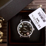 Coach Delancey Black Dial Black Leather Strap Watch for Women - 14502780 Authentic Buy Shop Now