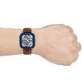 Fossil Inscription Automatic Skeleton Blue Dial Brown Leather Strap Watch for Men - BQ2571 Authentic Buy Shop Now