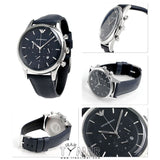 Emporio Armani Lambda Chronograph Blue Dial Blue Leather Strap Watch For Men - AR11018 Authentic Buy Shop Now