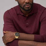 Fossil FB-01 Chronograph Black Dial Gold Steel Strap Watch for Men - FS5836 Authentic Buy Shop Now