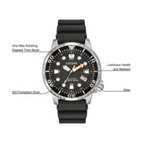 Citizen Eco Drive Pro Master Diver Black Dial Black Steel Strap Watch For Men - BN0150-28E Authentic Buy Shop Now